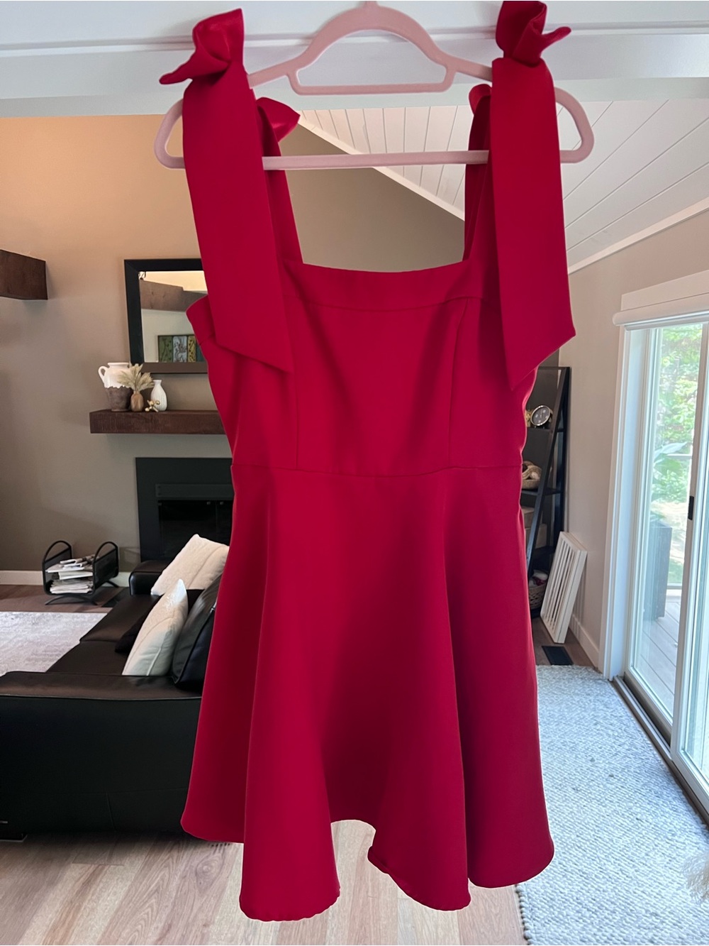 TCEC Red Tie-Shoulder Fit & Flare Dress